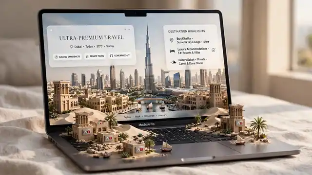 Dubai travel website on a laptop - Websites & Branding by InVision8